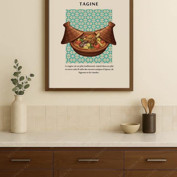 une affiche artistique rendant hommage à un pilier du patrimoine culinaire maghrébin le tagine