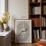 Calligraphie sabr sur fond tapis perse